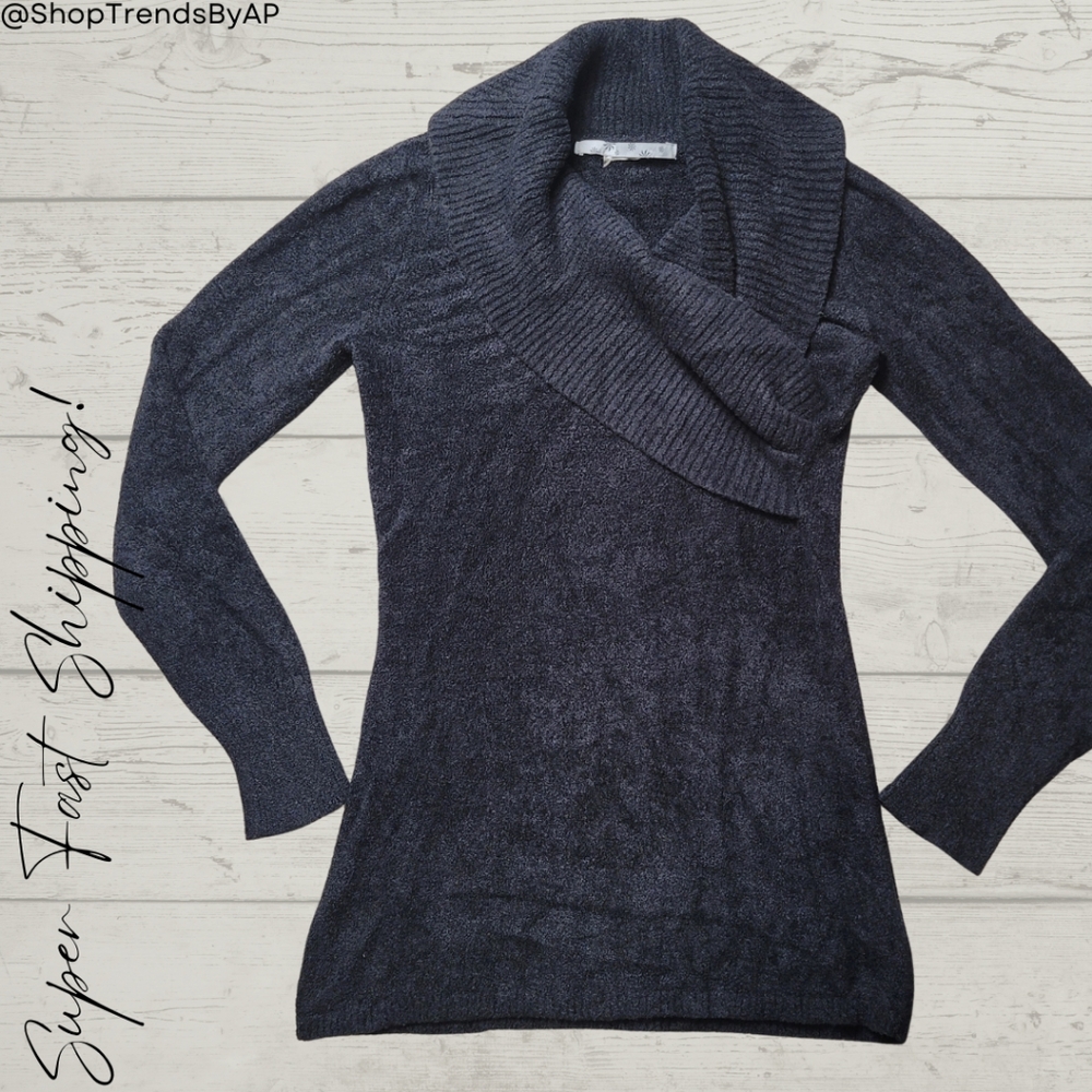 Athleta Black Cowl Neck Plush Teddy Sweater